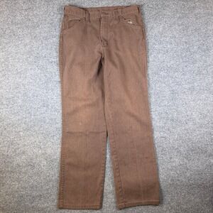 Vintage 70s Big Mac Pants Mens 32x32 Brown Work Twill Chino Talon Zip USA Made